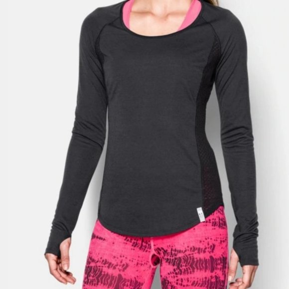 🌼  Under Armour Fly By Long Sleeve Mesh Running Tee, Blue M - Picture 9 of 9